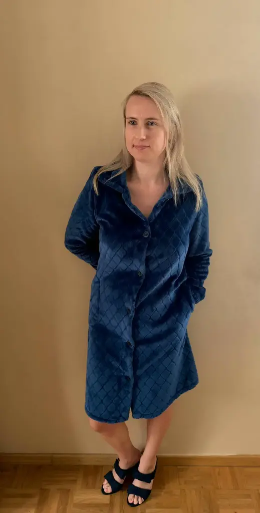 vania 1820  peignoir donker blauw