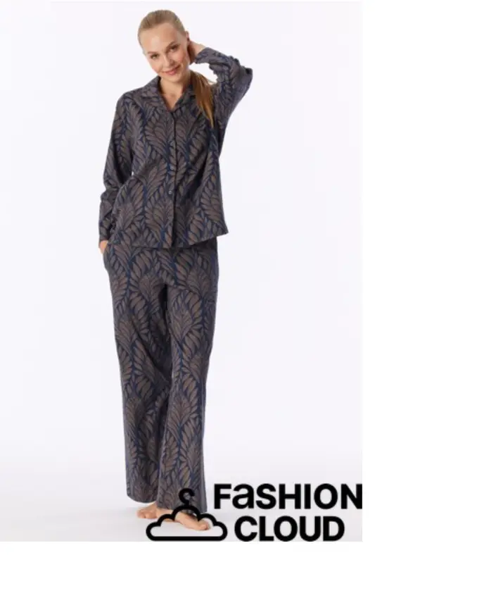 Schiesser 184084 Pyjama lang 861 Deep Sea Blue