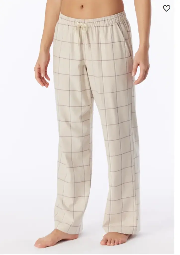 schiesser 184117-419  Langere broek van flanel, helder taupe geruit - Mix+ Relax bright taupe