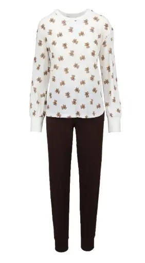 Ringella 6511231 / 130 Pyjama mit Bärchen-Dessin und Strickbündchen